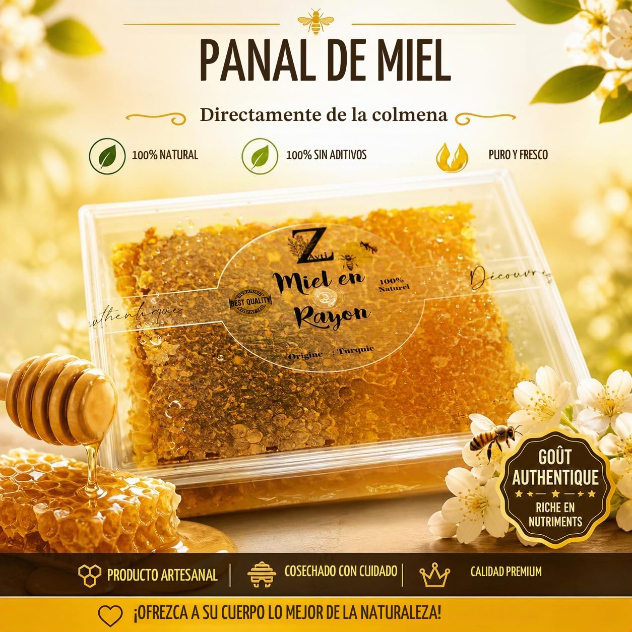 Panal de Miel de Turquía del Mar Negro – 100 % Natural | Sin Aditivos | Puro y Fresco | Sabor Auténtico y Gourmet (400 g)