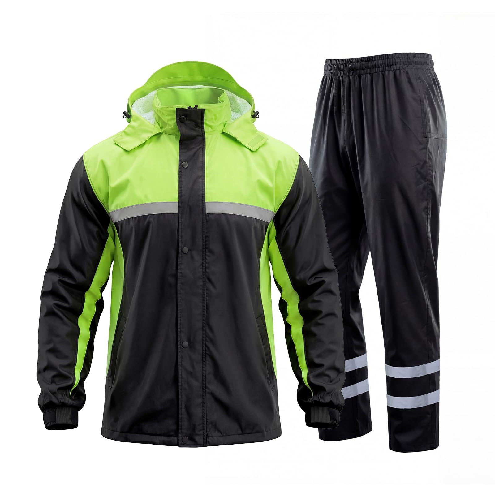 Mens Rain Suits with Air Vents Reflective Waterproof Rain Gear Breathable Jacket Pants for Work Golf Fishing Hiking