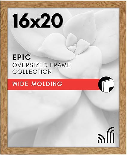 Americanflat 16x20 Picture Frame with Polished Plexiglass - Wide Picture Frames Made of Engineered Wood for Vertical or Horizontal Wall Display - Epic Collection - Dark Oak