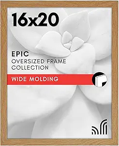 Americanflat 16x20 Picture Frame with Polished Plexiglass - Wide Picture Frames Made of Engineered Wood for Vertical or Horizontal Wall Display - Epic Collection - Dark Oak