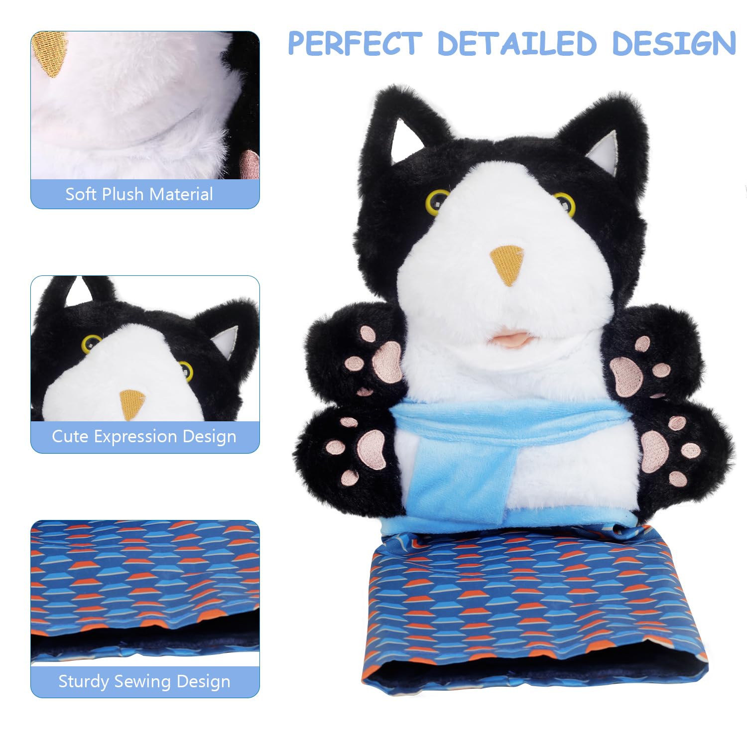 Juguetes para gatos, luchador de gatos, marioneta de karate de gato, marionetas de mano con acolchado resistente para un juego seguro, juguete de peluche duradero para gatos