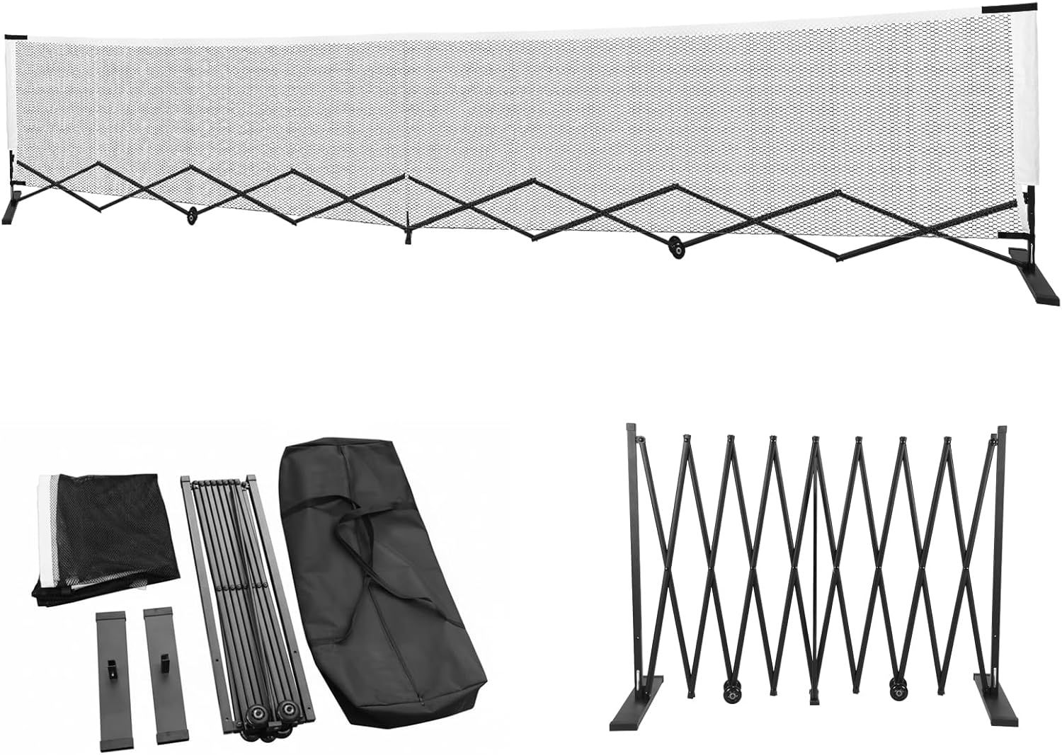 ETOYA 22FT Portable Retractable Pickleball Net, Metal Frame Pickle Ball Nets, No-Tool Free Assembly with Carry Bag, Weather-Resistant Indoor Outdoor Net for Backyards, Driveways, Garages & Parks
