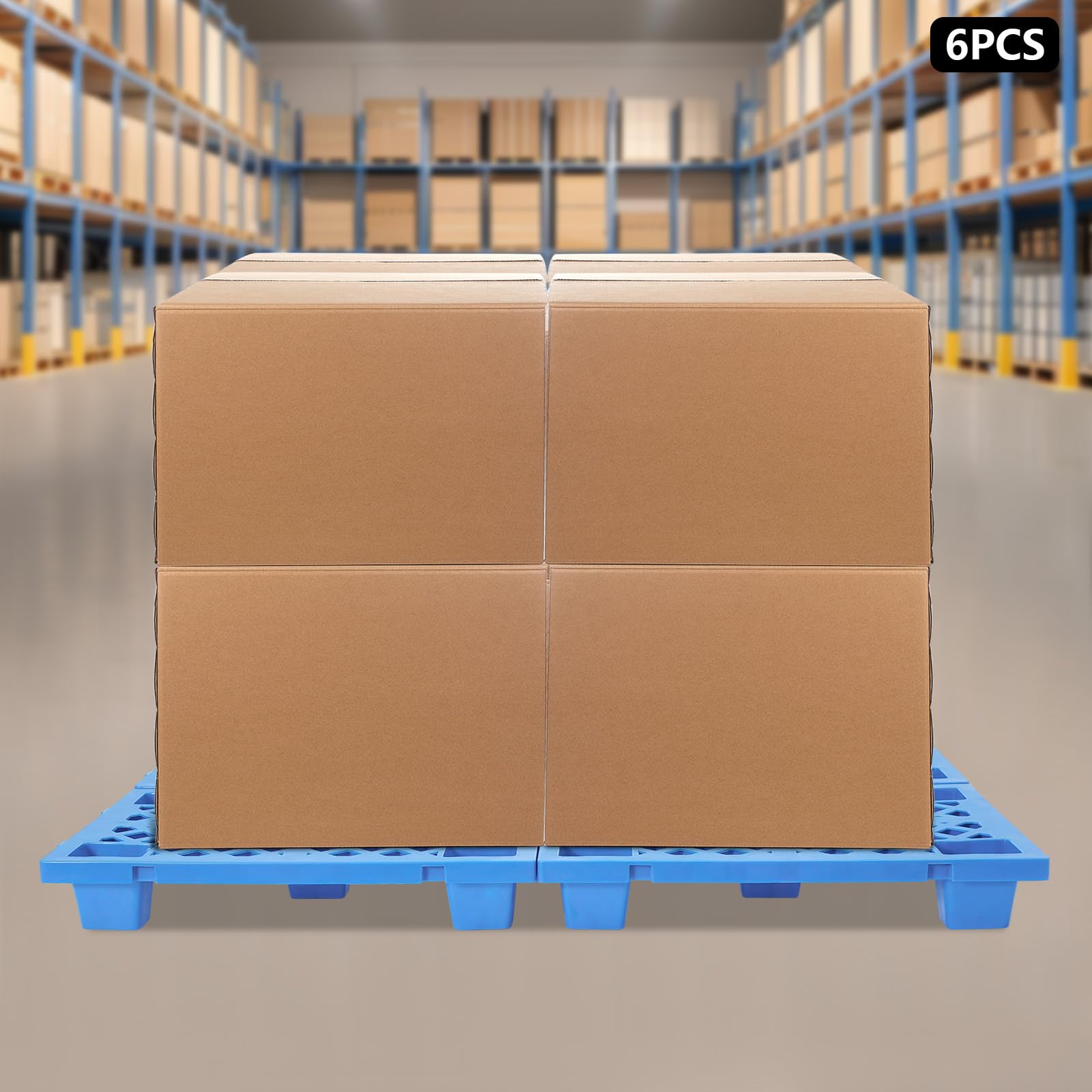 Pallet plastica deposito impilamento logistica industria trasporto 60 x 40 x 10 cm 100 kg capacità di carico per magazzino fabbrica e trasporto sicuro stabile e durevole (blu)