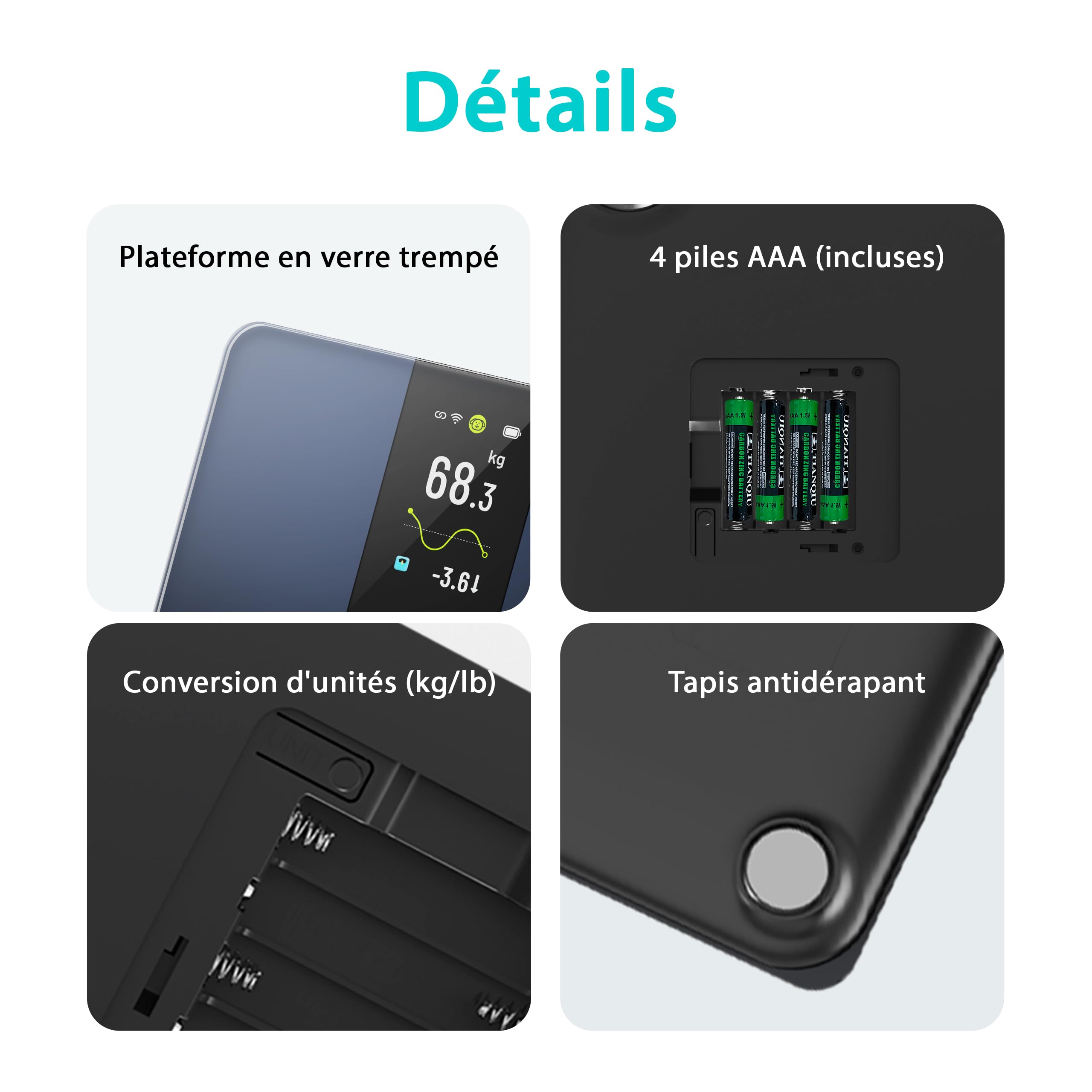 MELTA. Balance Intelligente- Pèse-Personne Connecté Impédancemètre Wi-Fi & Bluetooth 5.0 | Écran TFT Couleur 4,3" | 18 Indicateurs Corporels | App Fitdays+ | 180 kg | Verre Trempé ITO