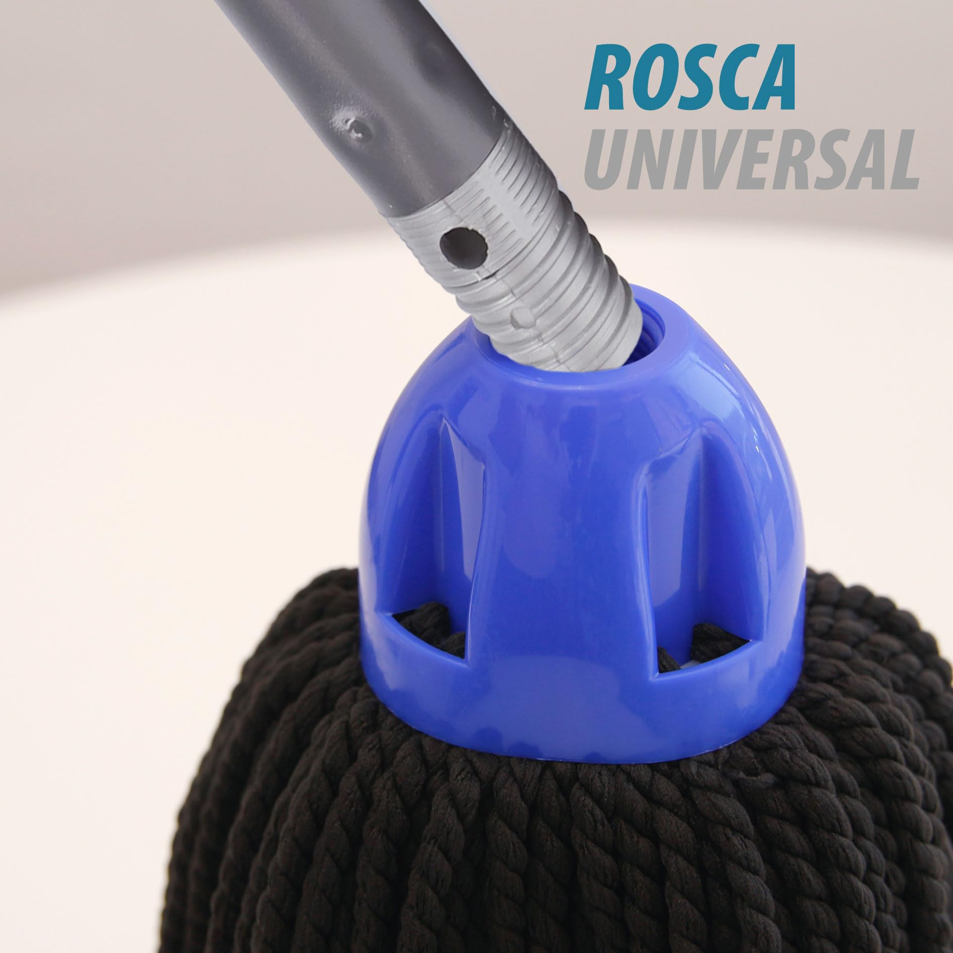 Maya - Set de Limpieza para el Hogar 2 en 1, Fregona MAX Pro Hilo 100% Microfibra y Palo de Escoba Desmontable con 4 Secciones (1,4 m) | Kit para Suelos Lisos de Parqué, Gres, Mármol y Vinílicos