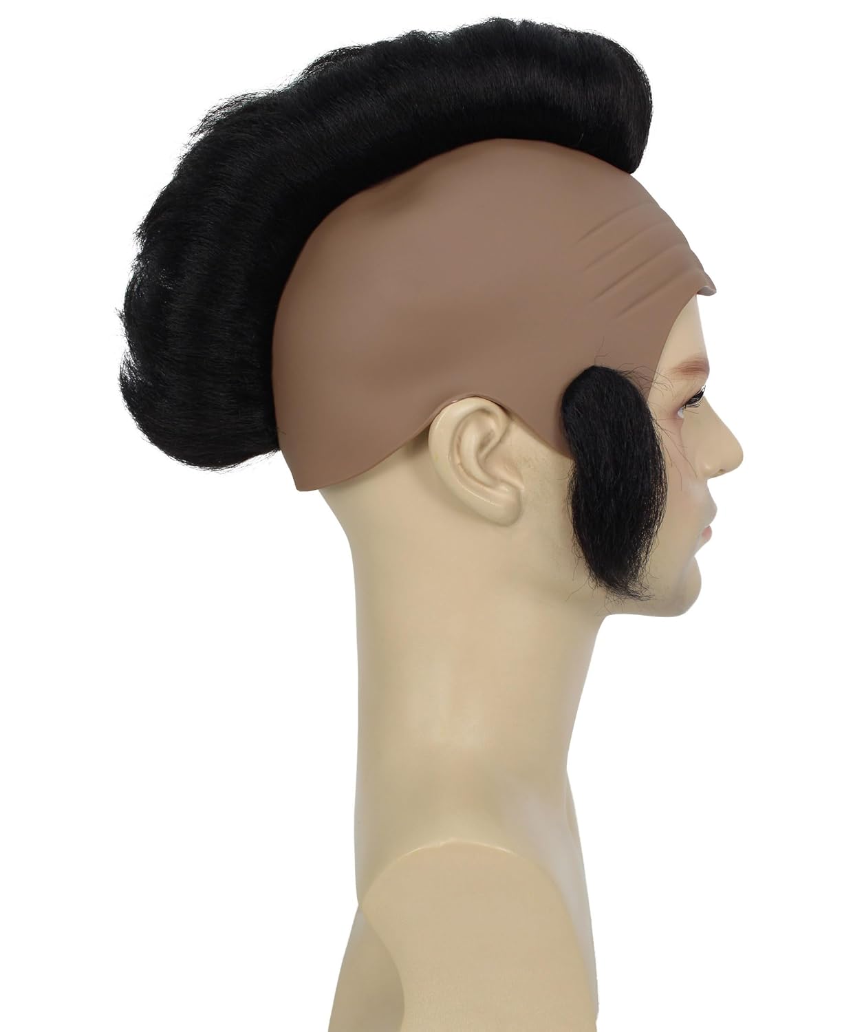 HPO Adult Men’s Tough Black Guy T Mohawk Wig, Perfect for Halloween, Flame-retardant Synthetic Fiber (Black)