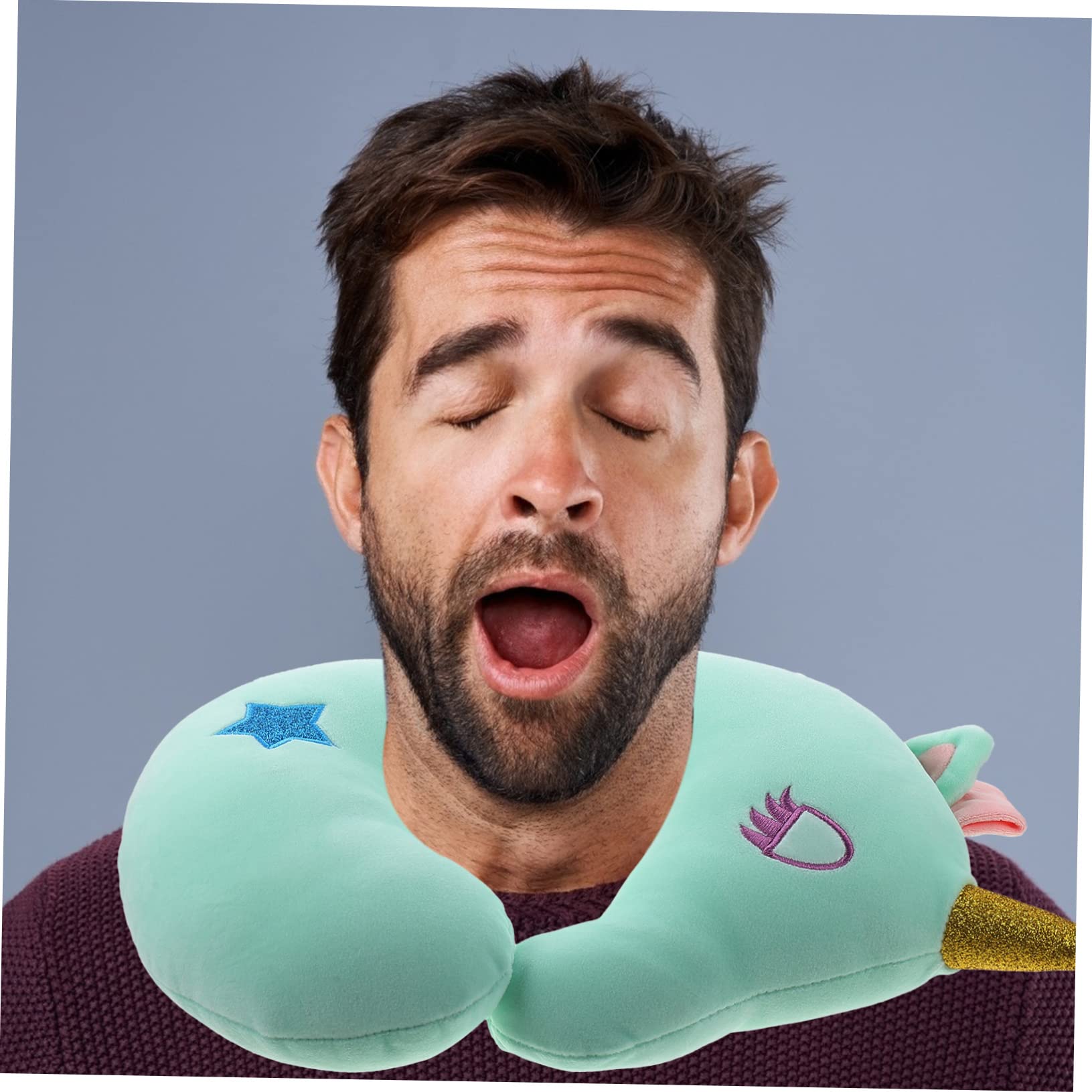Ciieeo Almohada de Viaje Cuello Diseño de Unicornio Adorable, Relleno de Algodón PP, Forma Soporte Cómodo en Casa y Viajes