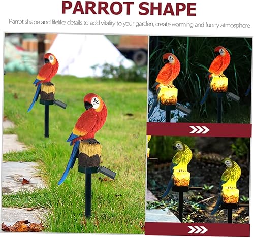 Miniatura 6 de GANAZONO 2 unids luz solar de loro al aire libre jardín luces loro jardín luz pasarela luces al aire libre estatuas al aire libre lámpara solar luz