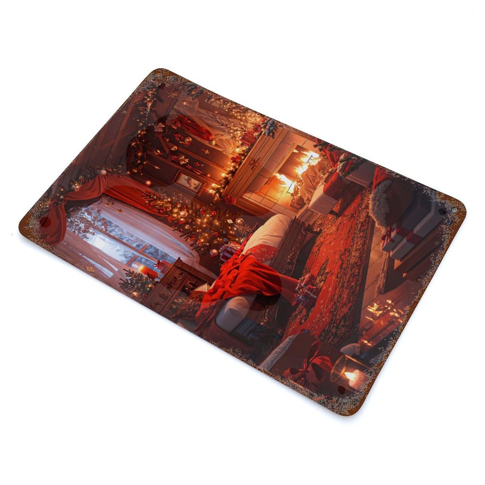 Vintage Rust Metal Sign with Soothing Fire Design 11.8"x7.9", for Shed, Workshop And Garage Wall Decor, Classic Wall Plaque