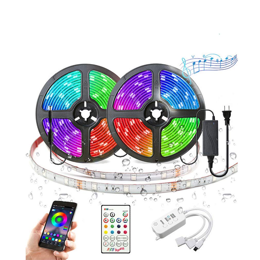 Striscia LED 5M, WiFi Luci LED Colorate Smart Phone Strisce LED Compatibile RGB SMD 5050 Musica SYNC LED Strip Controllo App E 24 Tasti Telecomando RF per Casa Cucina Festa TV Decorazione,10M