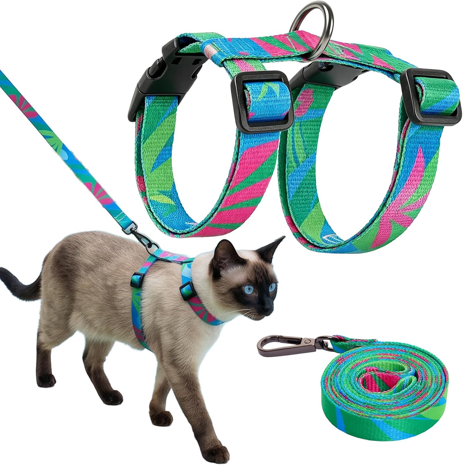 Cat Harness and Leash Set Adjustable Escape Proof Kitten Harness | for Cats Outdoor Walking, XS