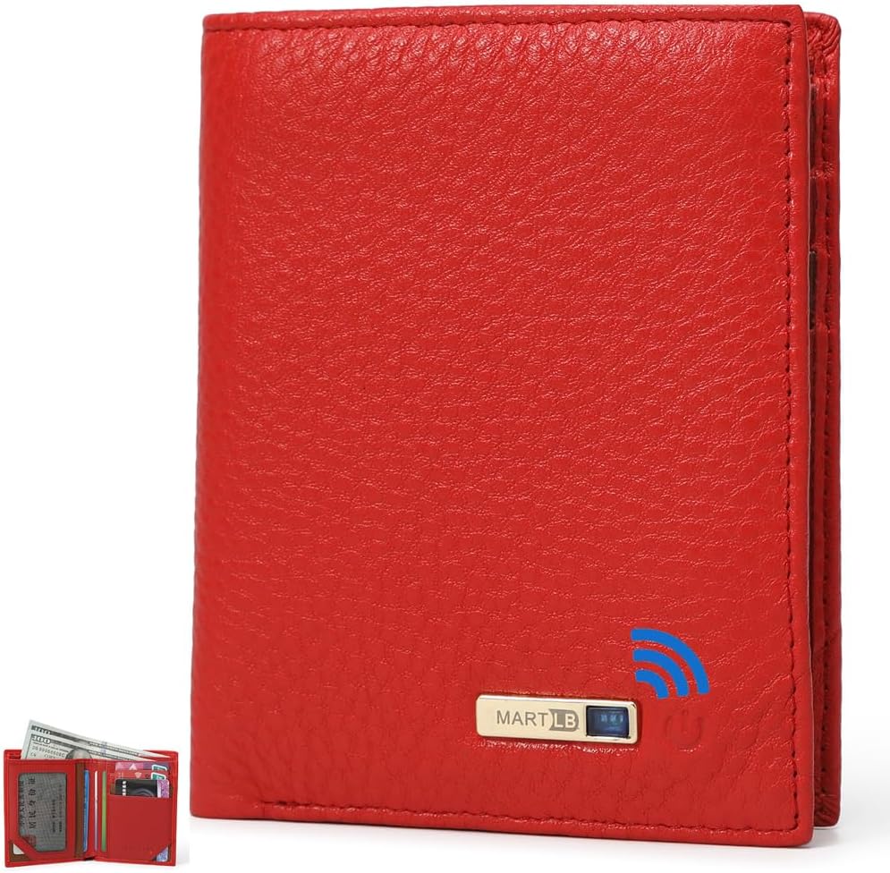 Men Wallet with Tracker Work with iOS&Android, Wallet Tracker with Bifold Genuine Leather Wallet 8 Card &1 ID Windows & 2 Cash Slot&Coin Pocket (Black)