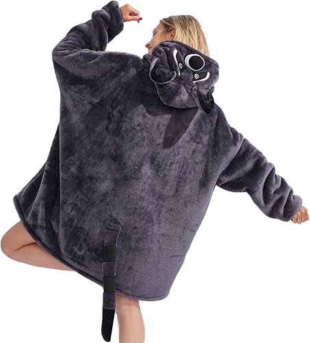 Miniatura 3 de Manta con capucha de mapache para adultos, manta Sherpa de gran tamaño, disfraz para mujer