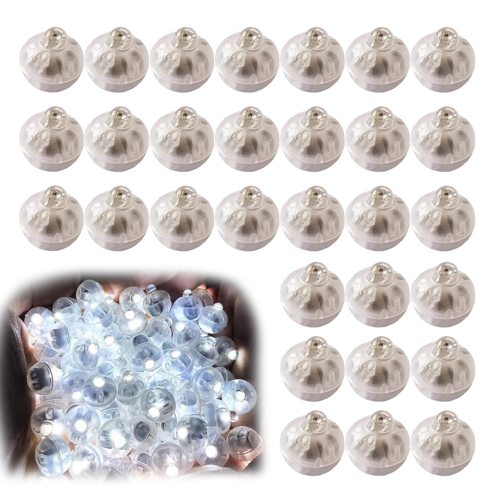 30PCS Balloon Lights, Mini LED Lights Wireless Round Ball White Tiny Decorative LED Party Light No-Flashing (SetA)