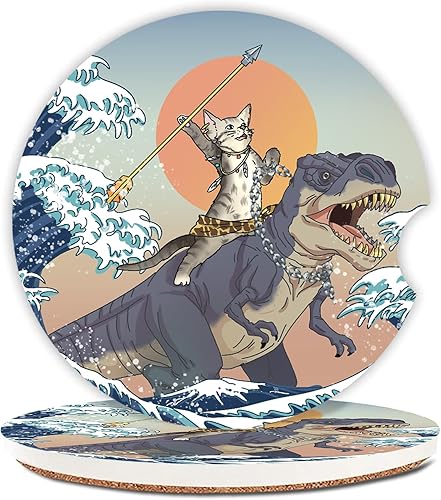 Juego de 2 posavasos de automóvil de cerámica absorbente para mujereshombres, portavasos para bebidas, con muesca de dedo para fácil extracción