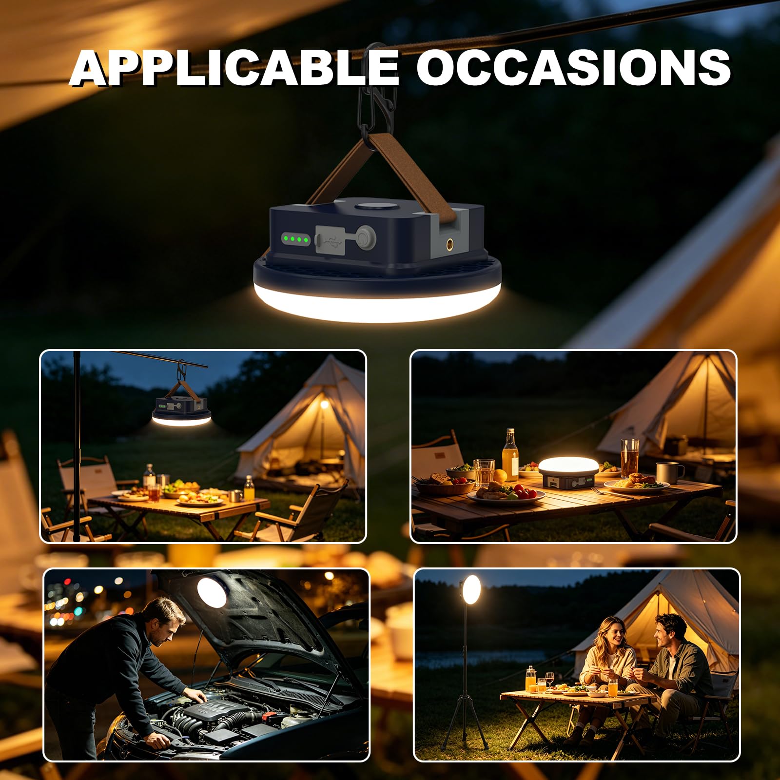 12000 mAh Campinglampe Aufladbar , Stufenlose Dimmfunktion (40W Remote) | Hohe Lumen campinglicht, 3 Lichtmodi, IPX5 Wasserdicht, Magnet & Haken, Können verschiedene elektronische Produkte aufladen