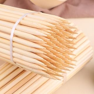 Lomxene 200pcs 5mm Thick Bamboo Skewers - 13.7" & 19.5" Natural BBQ Kabob Grilling S'mores Sticks for Parties Camping Crafts