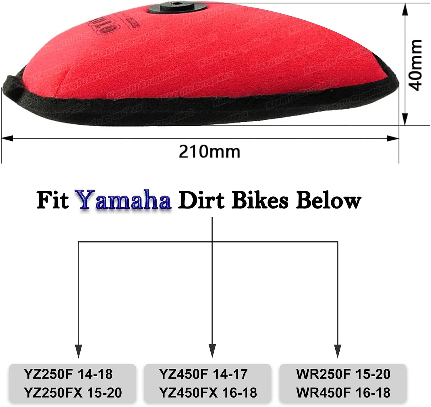 Dirt Bike Dual Foam Air Filter for YZ250F YZF250 YZ450F YZF450 WR250F WR450F, Red, No. 1SL-14451
