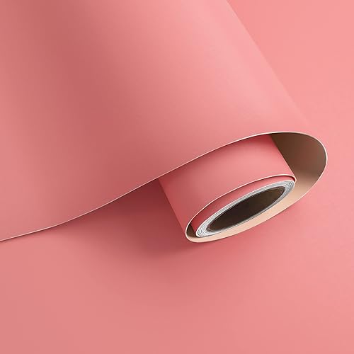 Miniatura 1 de VaryPaper Papel tapiz rosa salmón de 157 x 315 pulgadas de grosor papel de contacto rosa para paredes armarios impermeable autoadhesivo papel de
