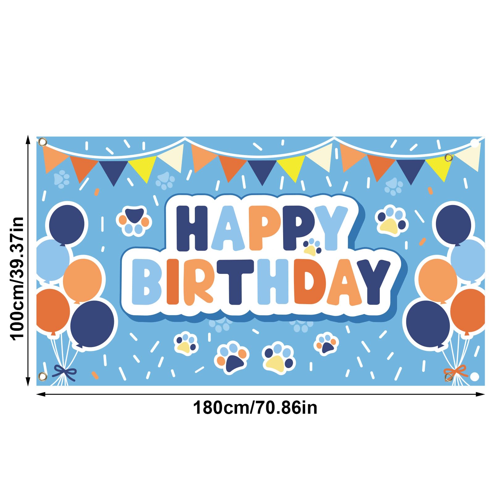 Happy Birthday-bannerachtergrond, fotografieachtergrond met hondenthema, mooie achtergrond voor huisdieren voor verjaardagsfeest, decoratiebenodigdheden, 180 x 110 cm