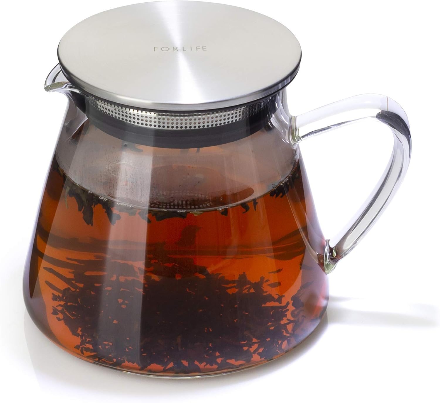 Four Life 841 Teapot Glass, Heat Resistant, 18.9 fl oz (532 ml), For 3 Cups, Lid with Tea Strainer, One Hand, Microwave and Dishwasher Safe, Not Direct Fire, Fuji Glass Teapot