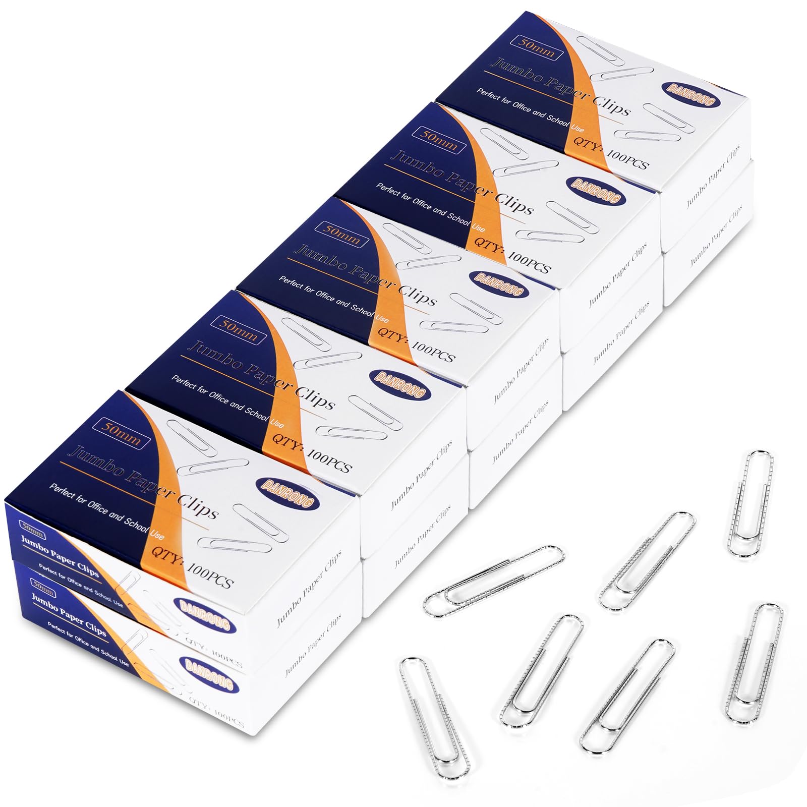 Graffette antiscivolo Jumbo, 1000 graffette grandi (5 cm), colore argento, ideali per casa, scuola e ufficio (argento, 5,1 cm)