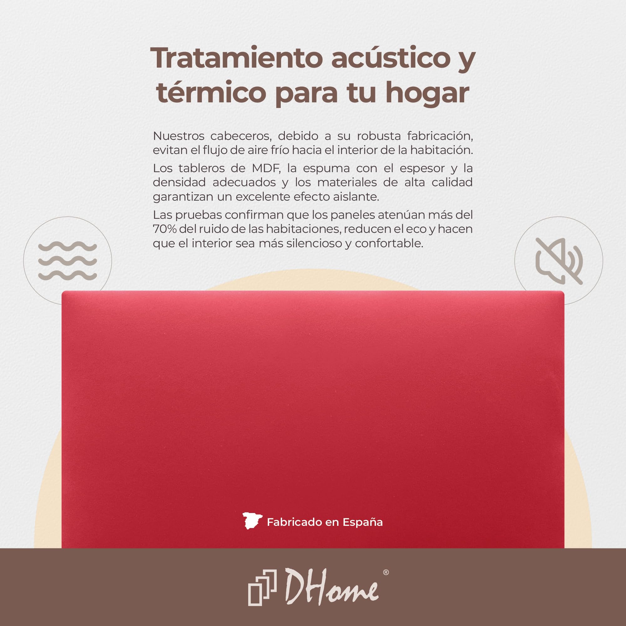 DHOME Cabecero Tapizado Liso de Polipiel Altura 70CM Grosor 4cm y 8cm para Pared Acústicos Cabeceros Cabezal Absorbentes Cama Dormitorio (Polipiel Rojo, 90cm, Grosor 8cm)