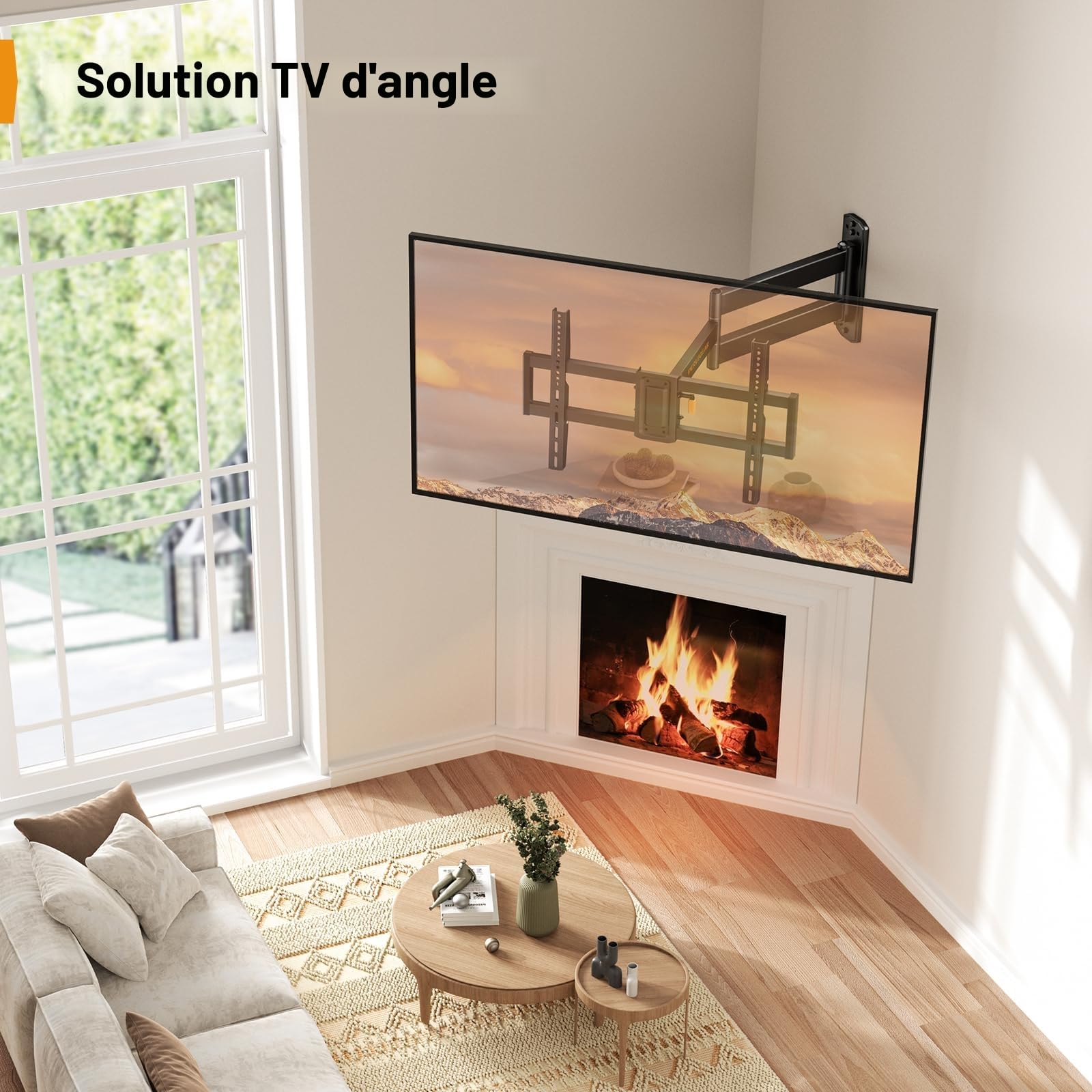 Perlegear Support Mural TV à Extra Longue Portée 822mm, pour écrans 32-75 Pouces LED/LCD/OLED et courbé, Support TV Mural Pivotant, Inclinable et Rotatif, Max VESA 600x400mm Capacité Max de 45kg