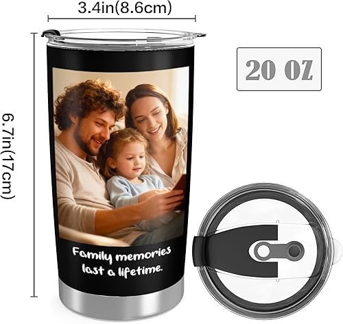 Miniatura 2 de Personalized Picture Tumbler for Men Women,Gift for Dad Mom Families Friends,Custom Photo Image & Text Travel Mug,Insulated Stainless Steel Coffee