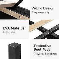 Vista 108 de koorlian Base de cama Queen con cabecero, base de cama tapizada ajustable con puertos tipo C y USB, cabecera de almacenamiento con respaldo de ala