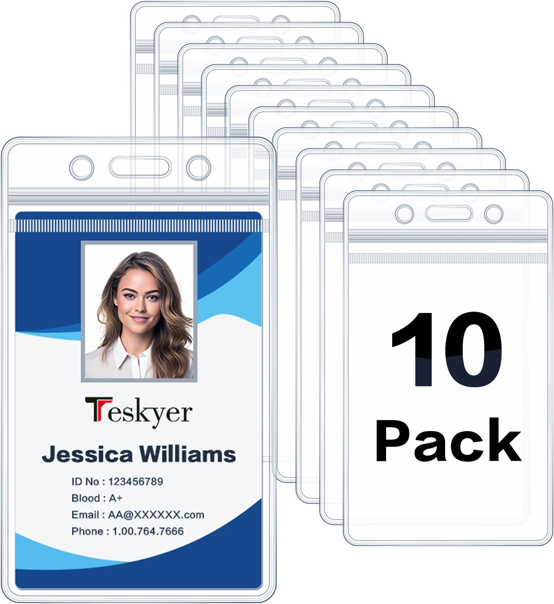 50 Badges Porte-Cartes Transparents Fushing - Format Vertical 11,4x6,8 Cm - PVC Haute Qualité