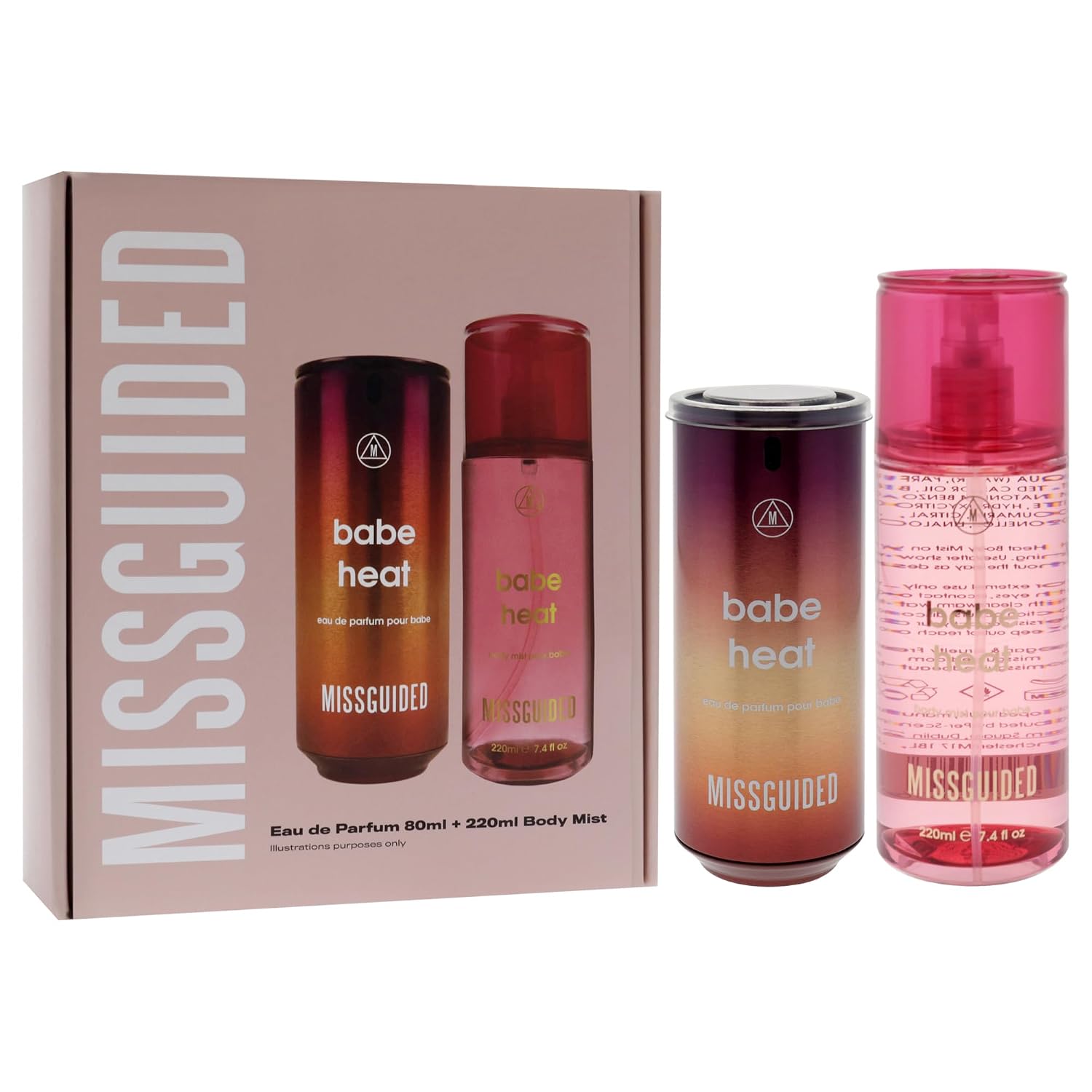 Missguided Babe Heat for Women - 2 Pc Gift Set 2.7oz EDP Spray, 7.4oz Body Mist