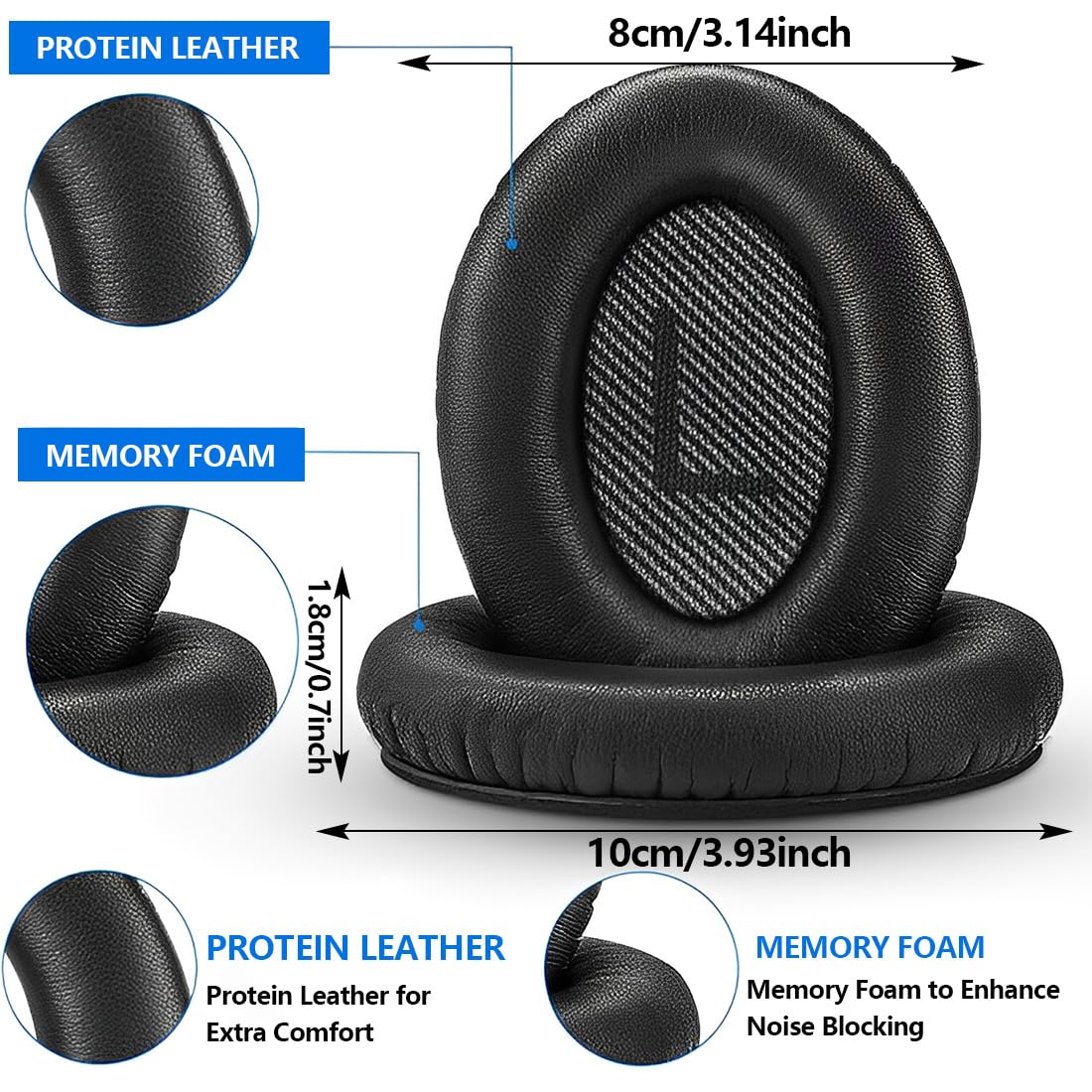 Cuffie di Ricambio per Cuffie Bose, Cuscinetti Auricolari di Ricambio per Bose QuietComfort QC SE/ QC15/QC25/QC35/QC35II/QC45/AE2/AE2i/AE2w/SoundTrure/SoundLink, Installazione