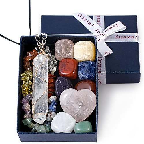 Juego de cristales curativos  Juego de 11 cristales curativos y piedras de chakras de cristal transparente, amatista, lapislázuli, piedra de ojo de