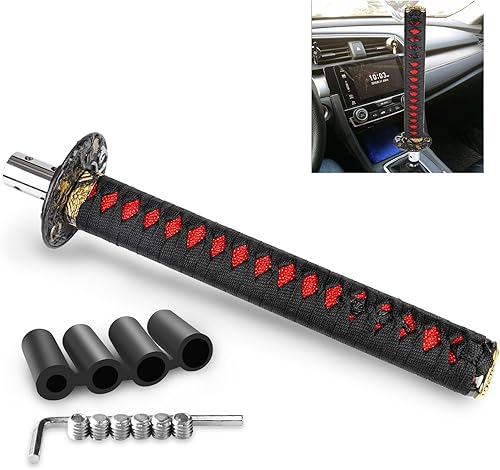 Katana - Pomo para palanca de cambios Samurai, ajuste universal para automóviles manuales con adaptadores rojo (10.2 in)