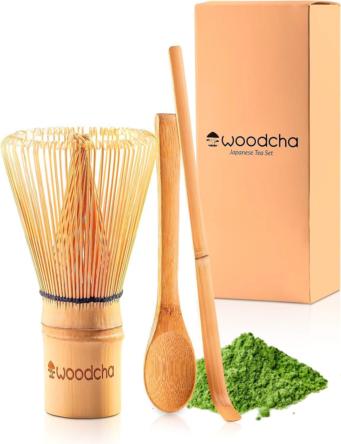 Matcha Whisk Set Bamboo - Included Whisk (Chasen), Scoop (Chashaku), Spoon Traditional Handmade Starter Kit - Easy Turns Organic Green Powder Into Ceremonial Matcha Tea, Japanese Tea Ceremony