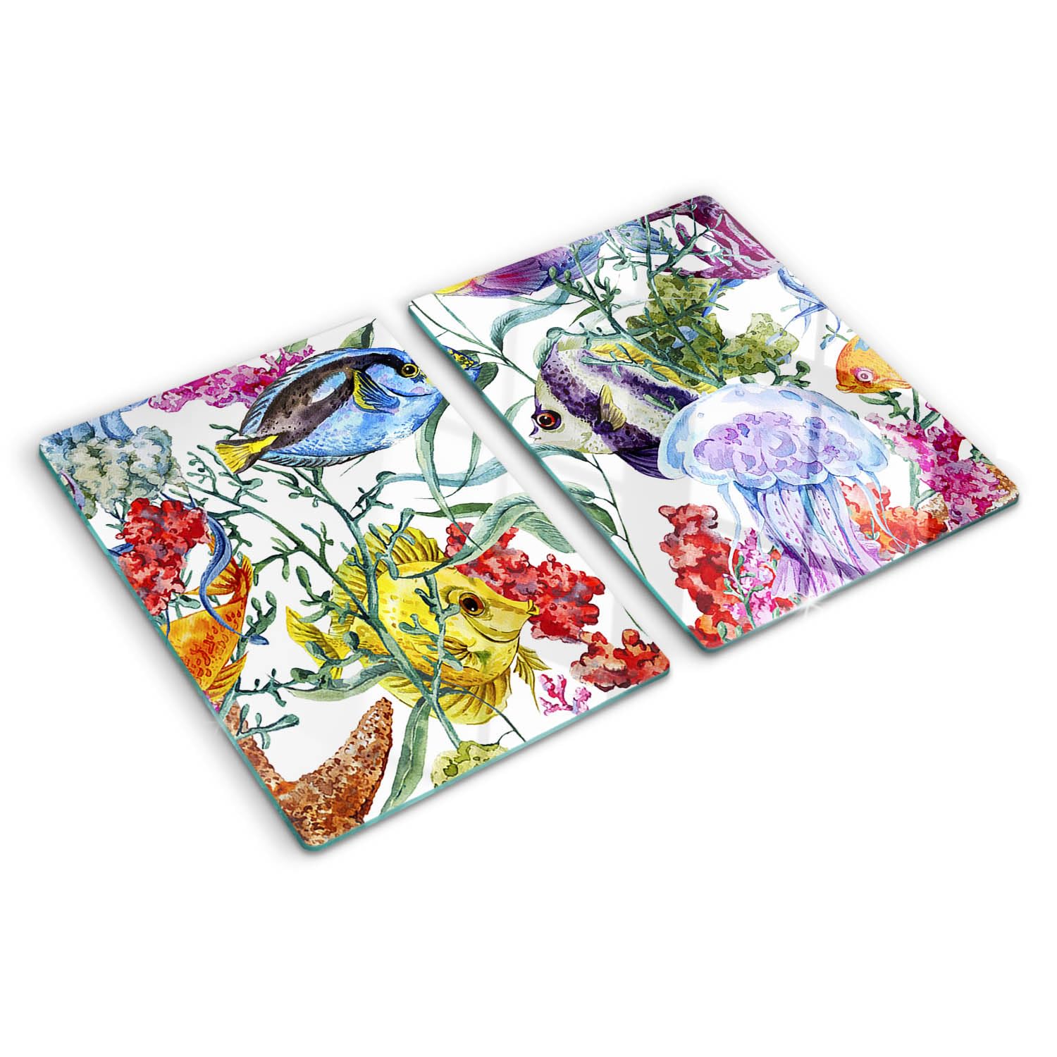 Planche à découper grand format 40x52 cm antidérapante imprimée récif corallien