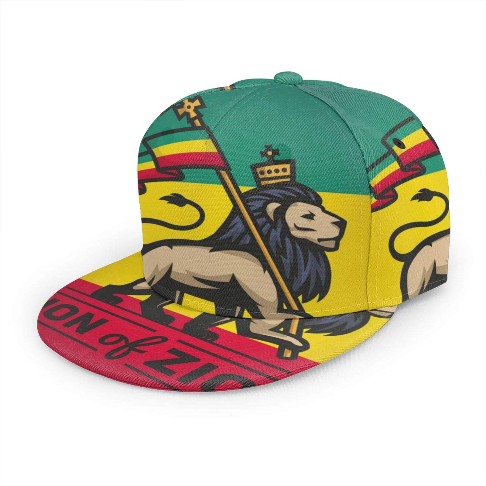 Iubbki Unisex Lion Of Zion Rasta Flag Baseball Cap Men's Women's Adjustable Trucker Hat Fashion Hip-Hop Baseball Cap