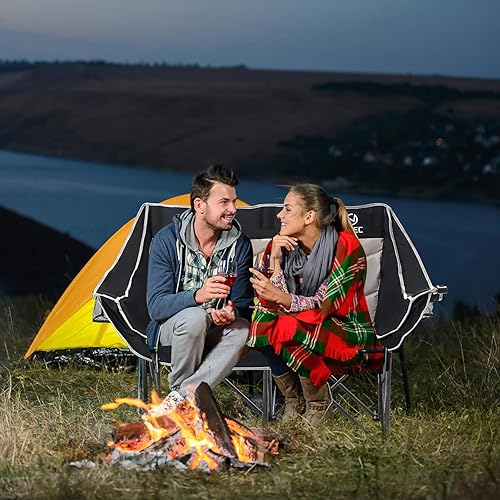 Miniatura 6 de Nice C Silla de camping biplaza, silla de campamento doble, sofá de campamento al aire libre, sofá biplaza de campamento de gran tamaño, silla