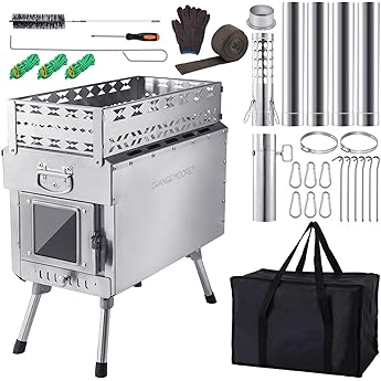 WillowyBe Outdoor Sauna Hot Tent Stove, Rocket Stove Heater, Portable Camping Wood Stove for Dry Sauna, Cooking for Husband and Friends