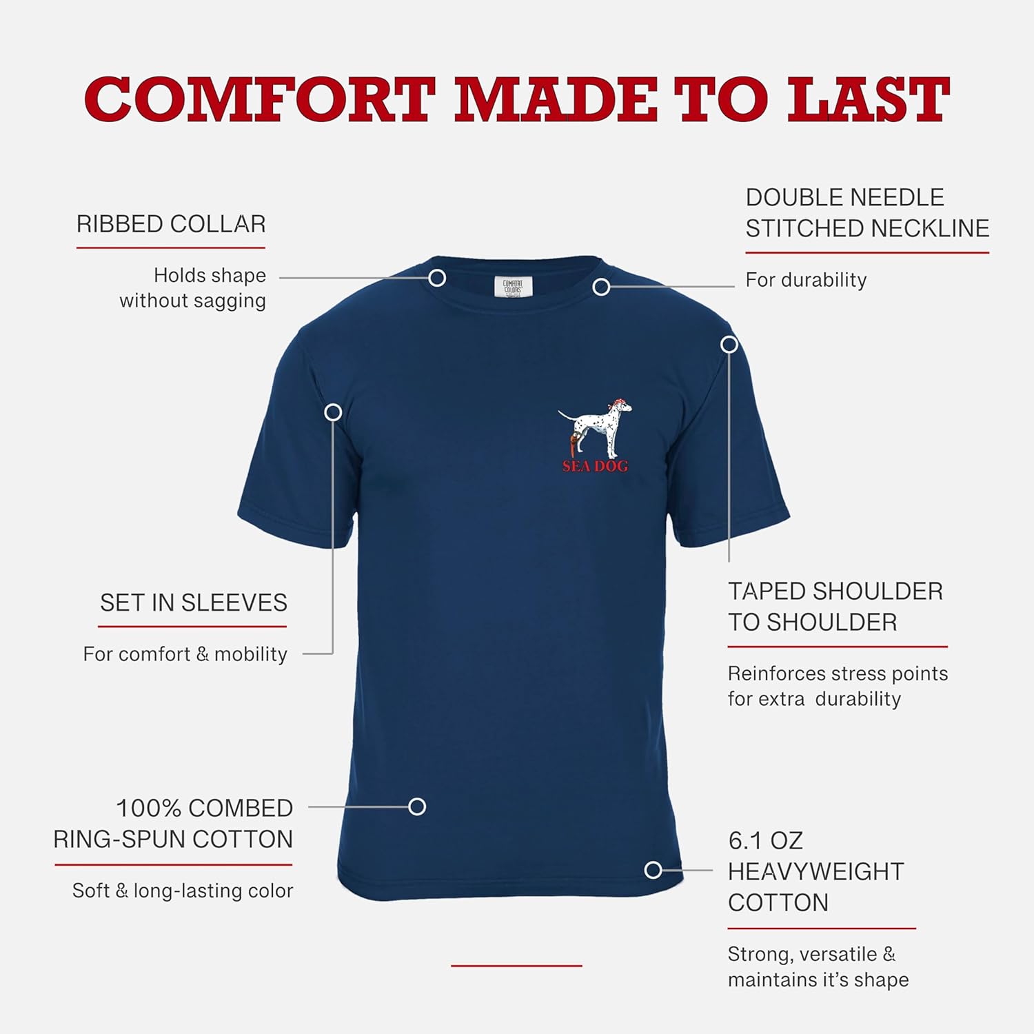 SEA DOG Home of The Free Patriotic Vintage Graphic T-Shirt, Garment Dyed 100% Ringspun Cotton, Relaxed Fit, Printed in USA - Image 5