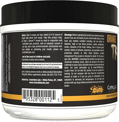 Miniatura 6 de CONTROLLED LABS Orange Triad Plus Greens para hombres y mujeres, suplemento deportivo sin hierro de 30 porciones para la salud general, Naranja