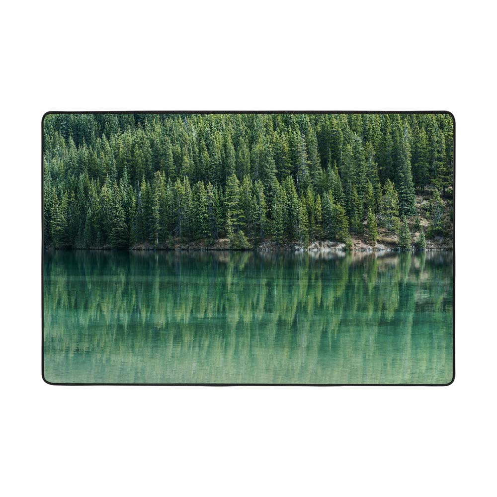Grand tapis vert sapin Ruchen en velours de corail haut de gamme
