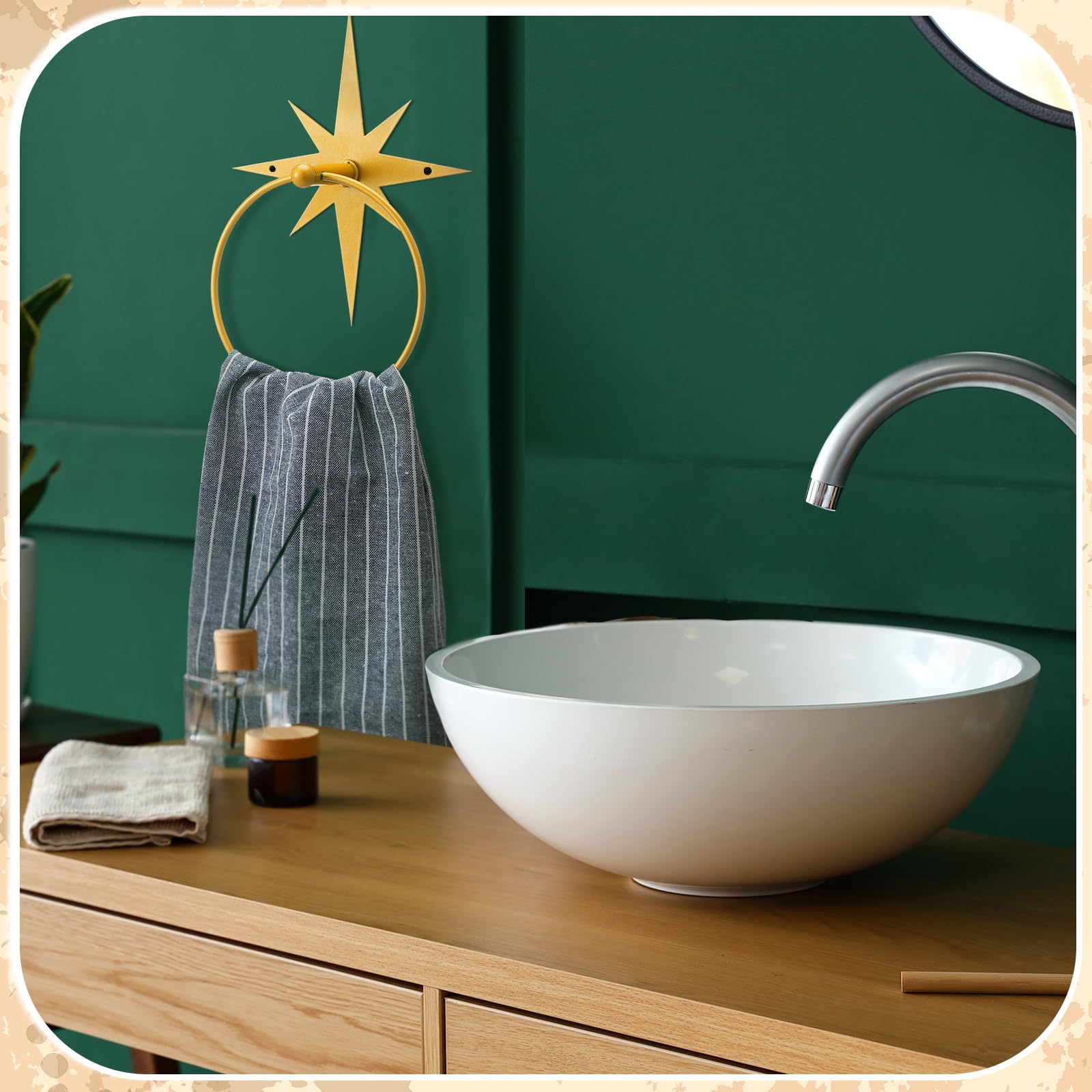 Midcentury Modern Decor Atomic Starburst Towel Ring Midnight Star