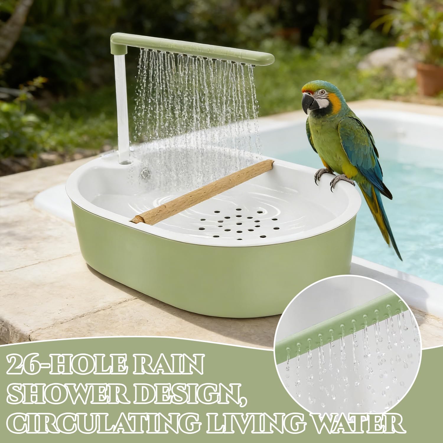 Douche à Oiseaux, Douche pour perroquets, Douche pour Oiseaux, Bain Automatique pour Oiseaux, Baignoire Automatique pour Oiseaux, Baignoire Automatique Oiseaux, pour Perruches, Calopsittes