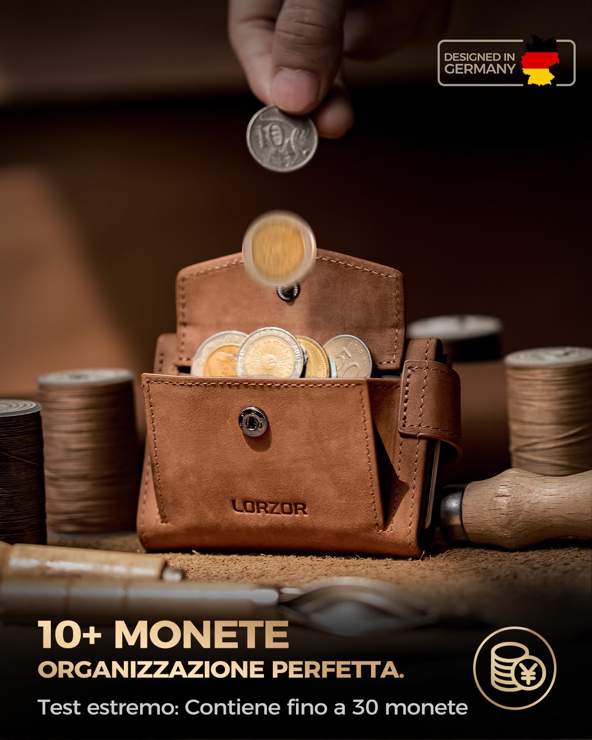 LORZOR Portafoglio Uomo Slim Airtag con Portamonete XXL, Porta Carte di Credito in Pelle con Protezione RFID, Portacarte Uomo Pop-up con Chiusura Magnetica,Wallet per 10 Carte, Porta Tessere Tascabile