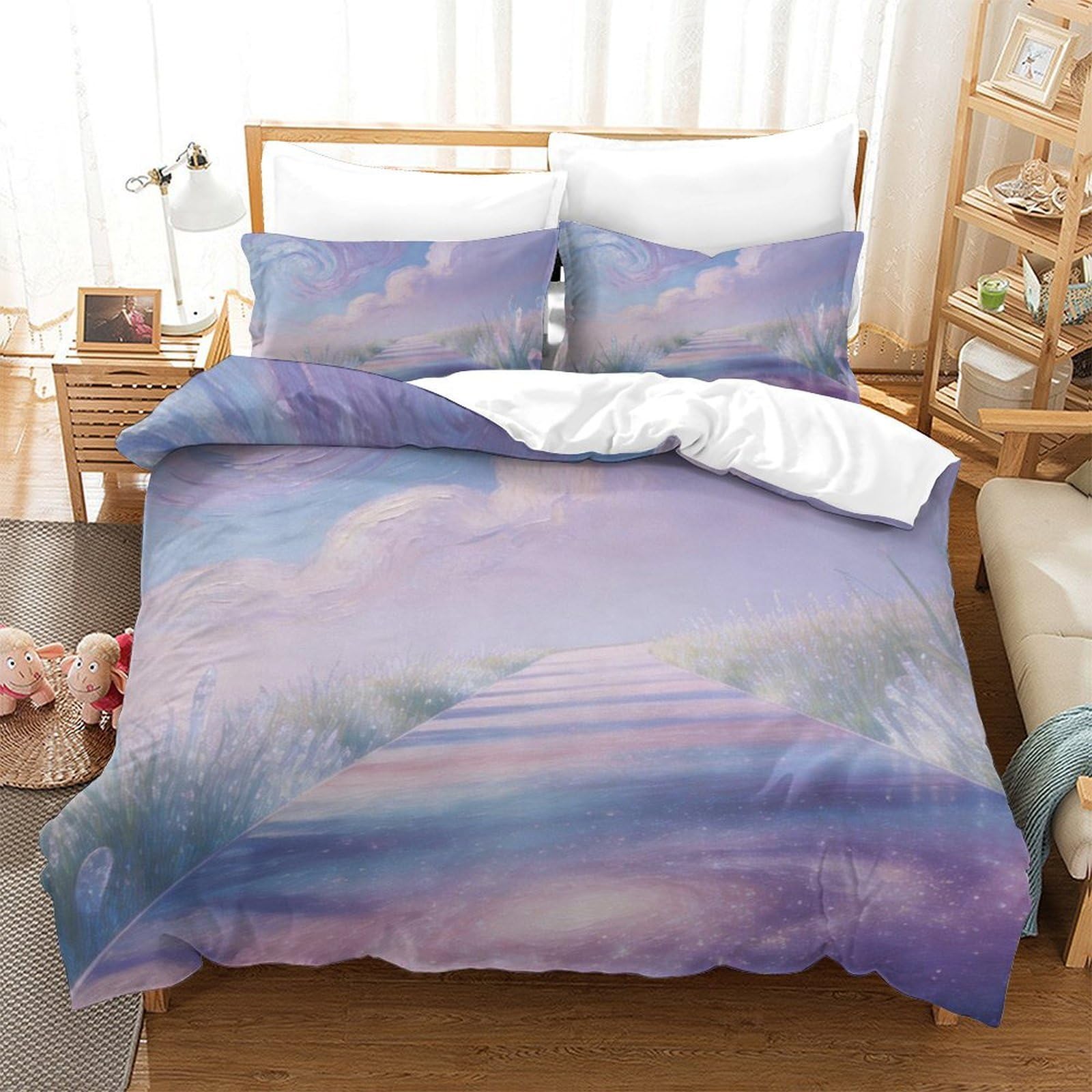 Housse de couette imprimée 3D dégradé doux microfibre 135x200cm pour lit simple adulte