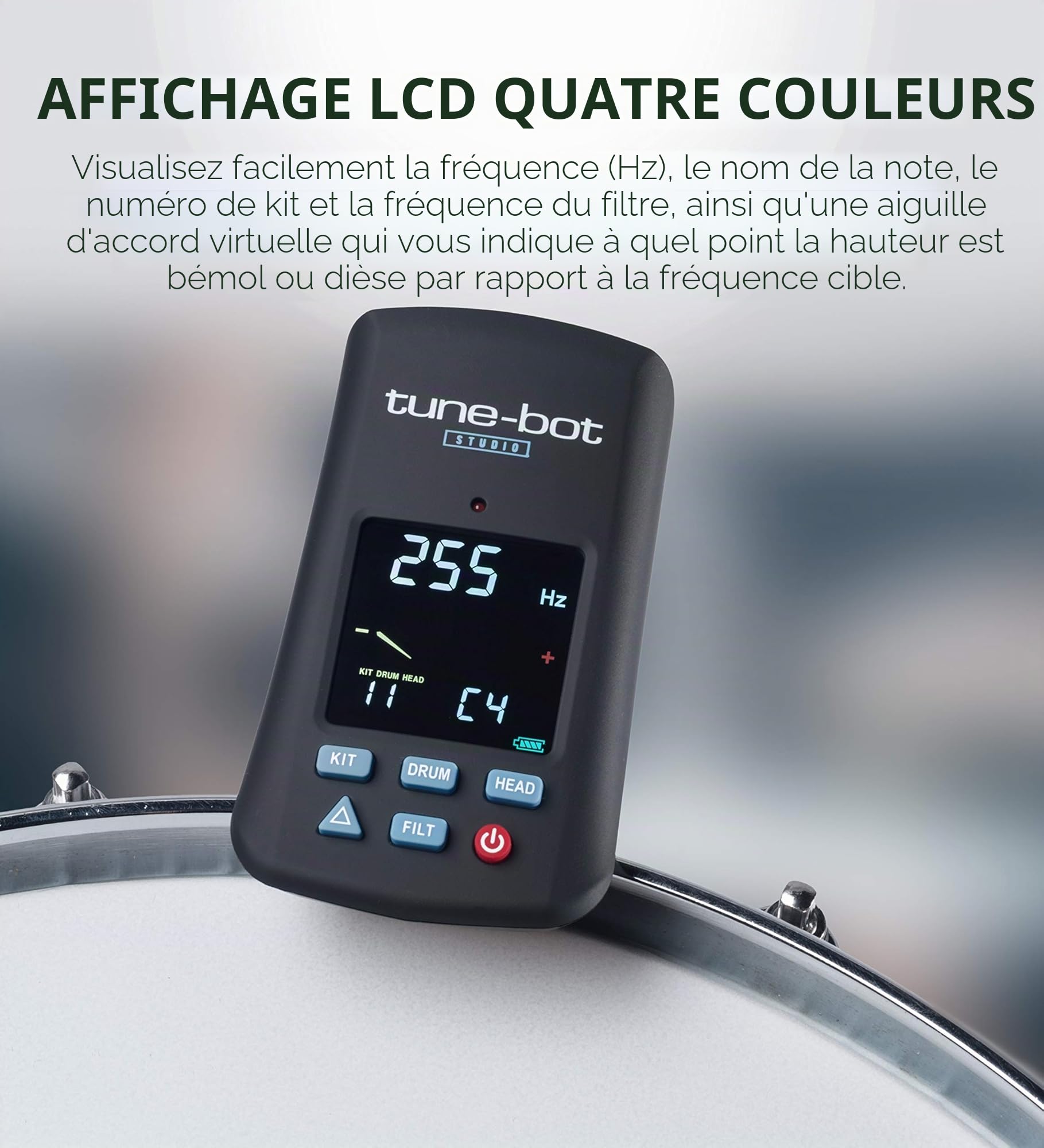Overtone Labs - TUNE-BOT STUDIO - Accordeur électronique pour batterie - couleur noire
