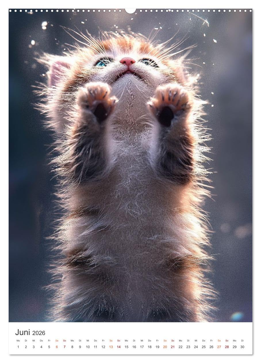 Pfotenpoesie (Wandkalender 2026 DIN A2 hoch), CALVENDO Monatskalender: Treue Katzen sind flauschige Seelengefährten mit sanften Pfoten und großen Herzen. (CALVENDO Tiere)