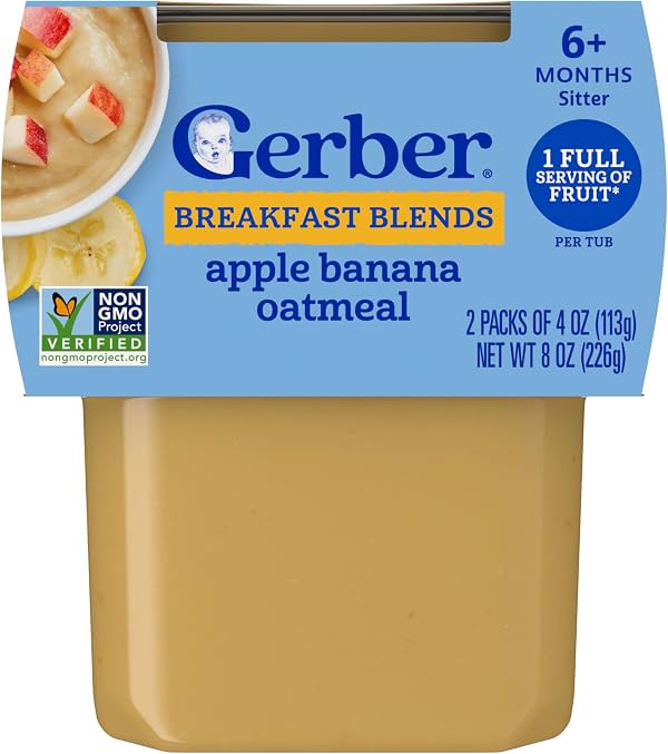 Gerber Etapa 2 Cereal de Avena con Banana Manzana, 4 Oz, 16 Paquetes | Envases de cereal para bebé etapa 2; avena con banana manzana; el hierro ayuda a apoyar el desarrollo del cerebro; sin colores ni sabores añadidos; 16 x 4 oz
